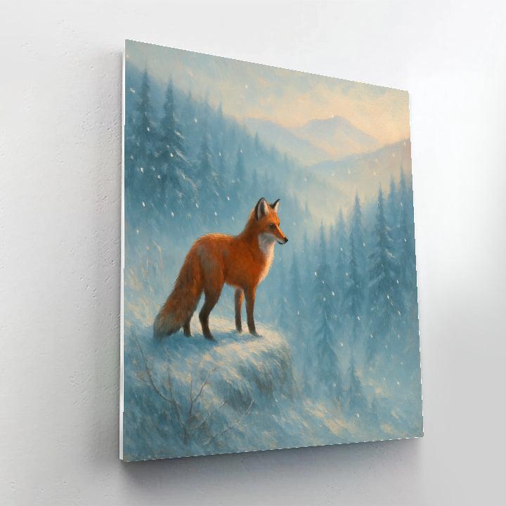Scarlet Fox On The Frosted Ridge Paint by numbers art