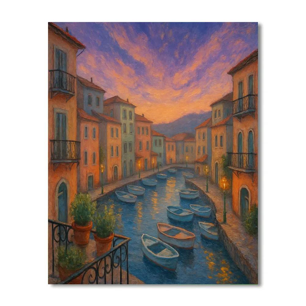 Harbor City Balconies At Nebula Dawn paint by numbers