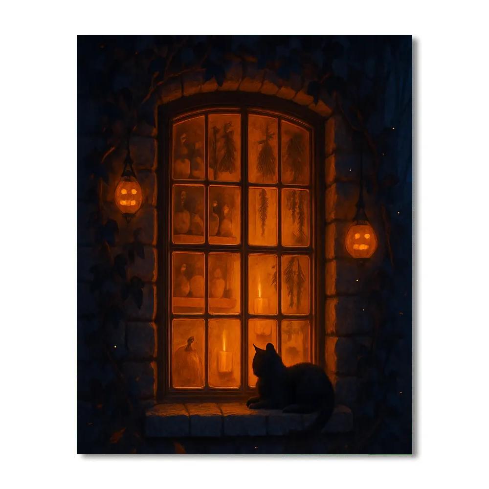 Witch Cottage Window Of Autumn Lights Number painting
