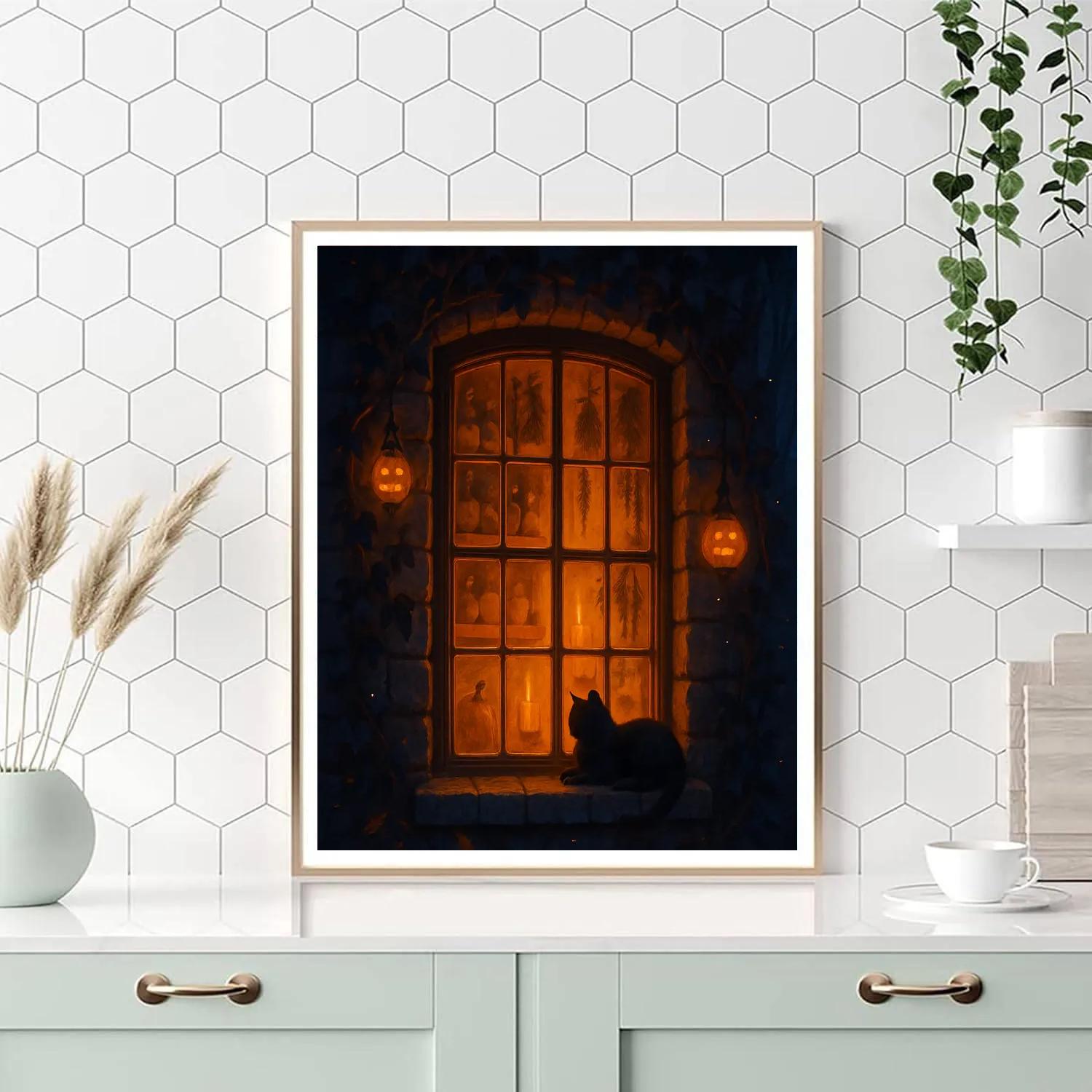 Witch Cottage Window Of Autumn Lights Number painting