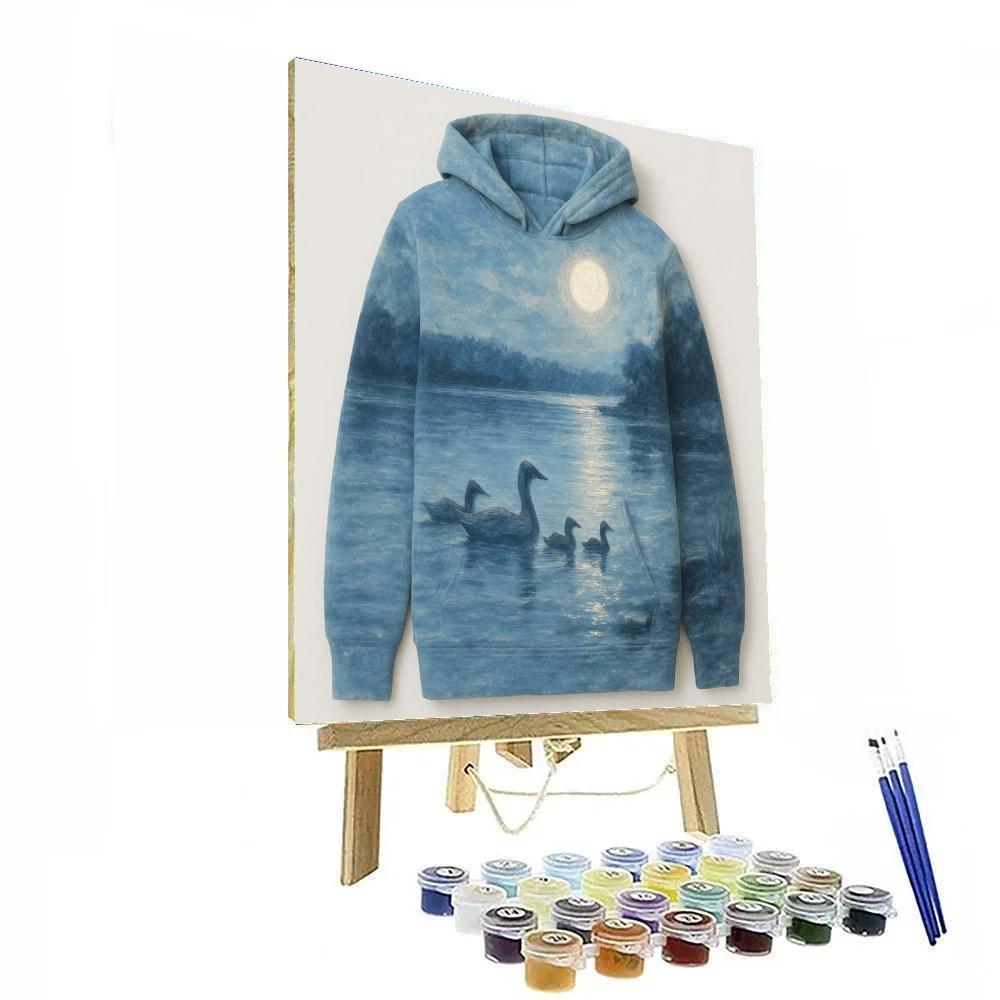 Moonlit Ripples And Silver Geese DIY paint by numbers