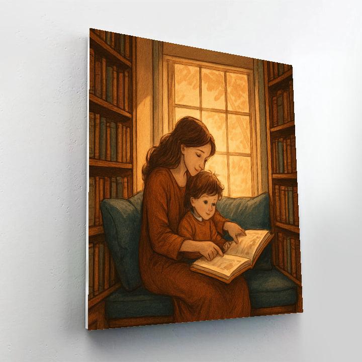 Library Hideaway Reading With Mom paint by number