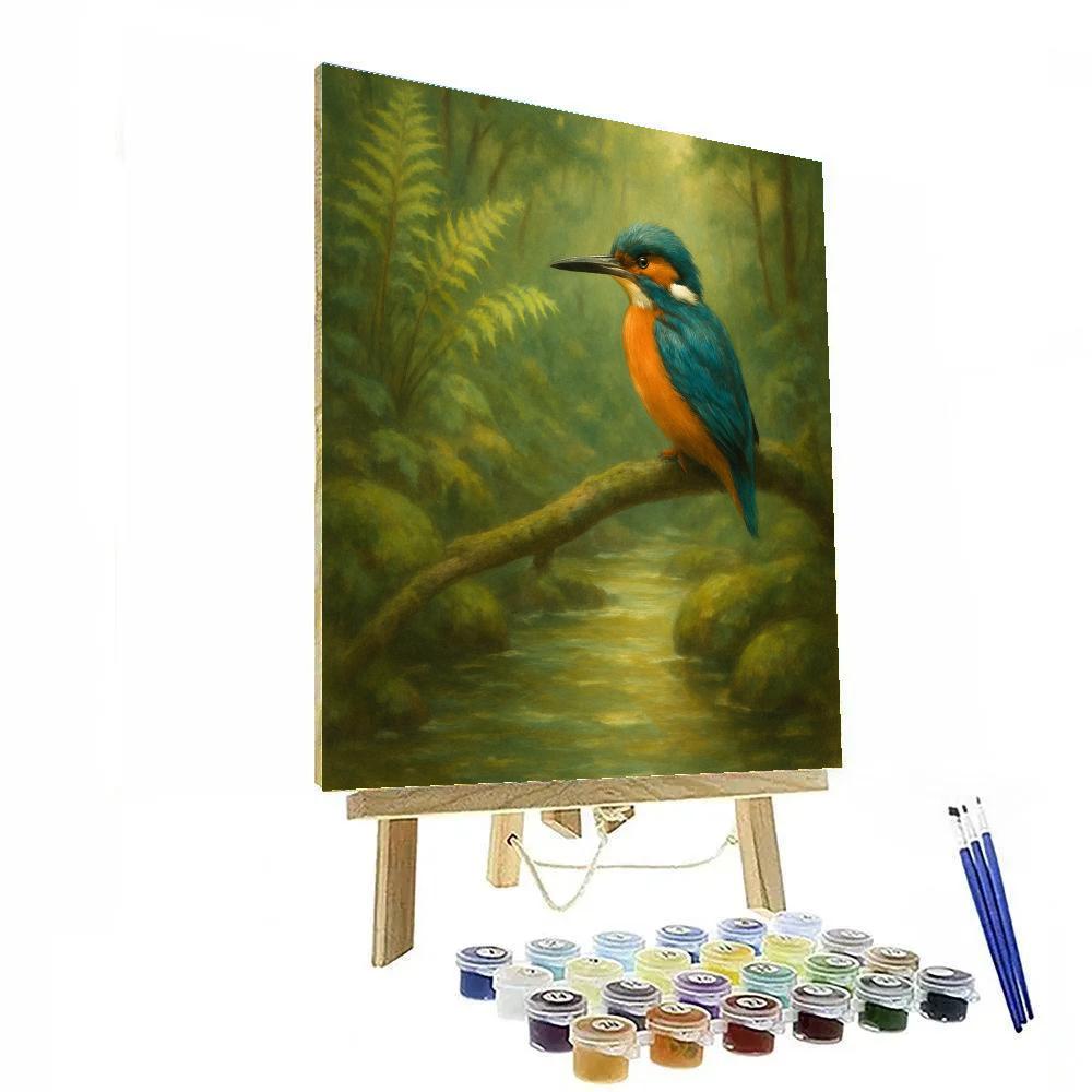 Creekside Kingfisher Under Fern Shadows Paint by numbers kits