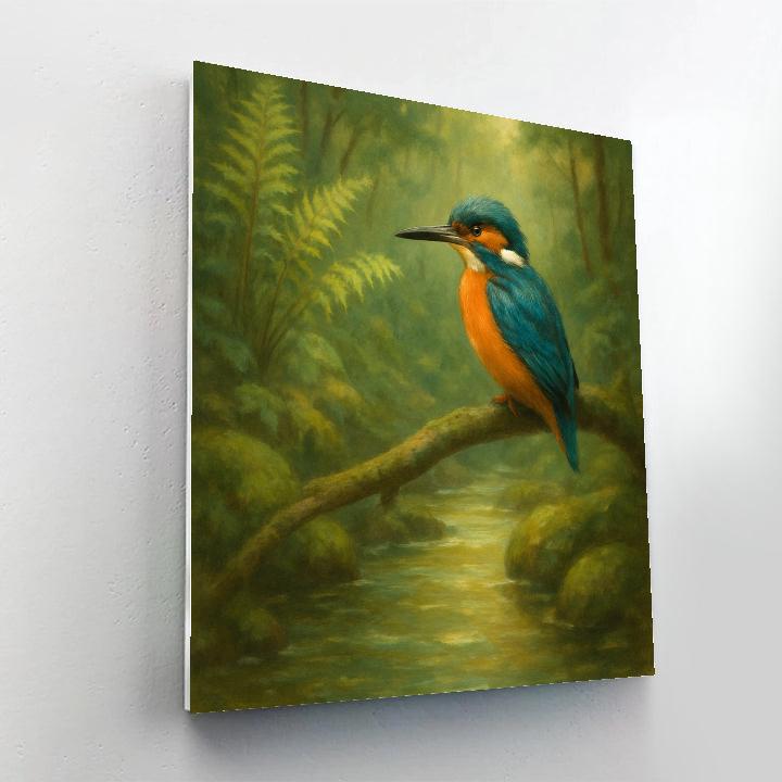 Creekside Kingfisher Under Fern Shadows Paint by numbers kits