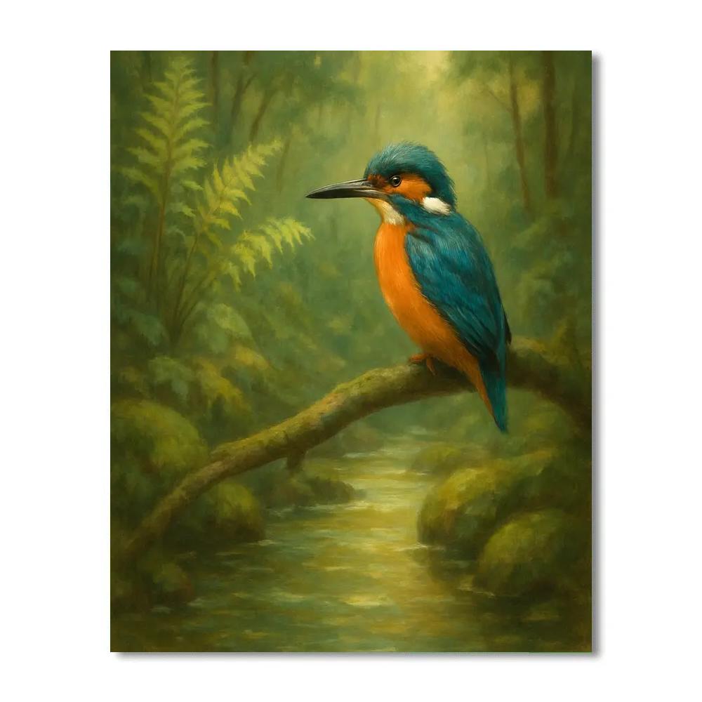 Creekside Kingfisher Under Fern Shadows Paint by numbers kits