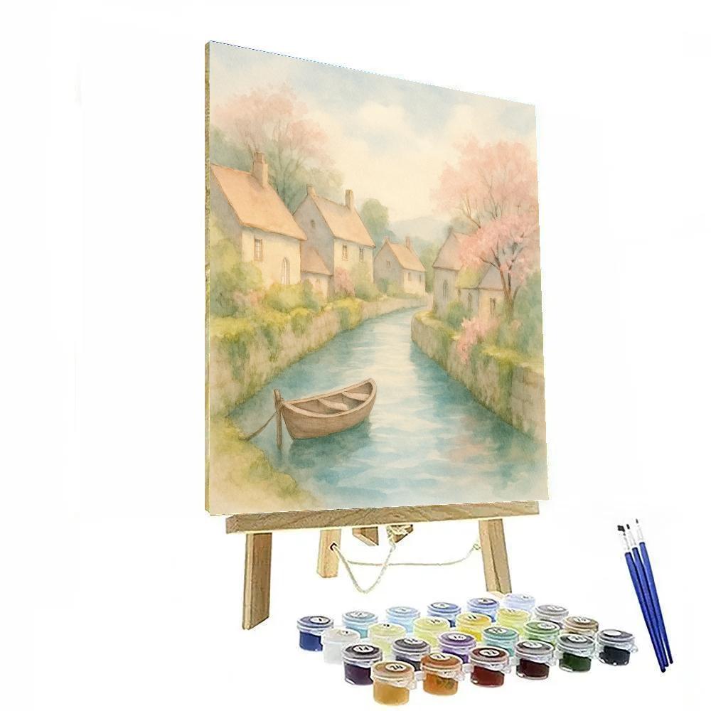 Quiet Canal In Springtime Village paint by numbers