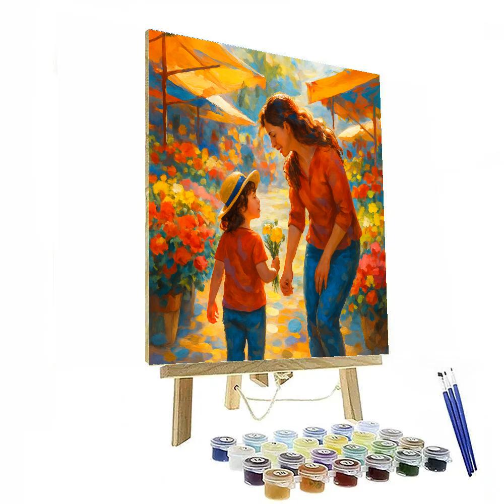 Flower Market Stroll With Mom paint by color