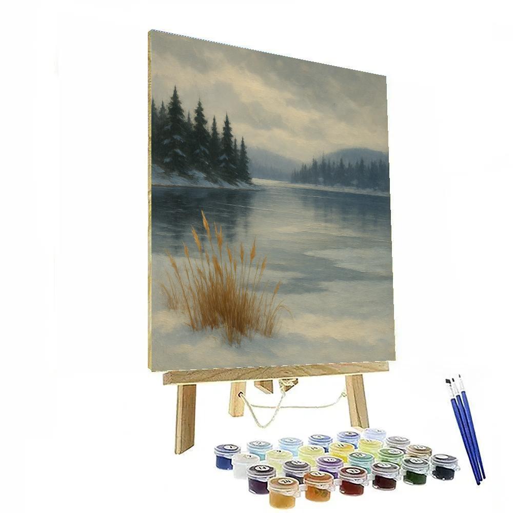 Golden Reeds Beside The Icy Lake Number painting