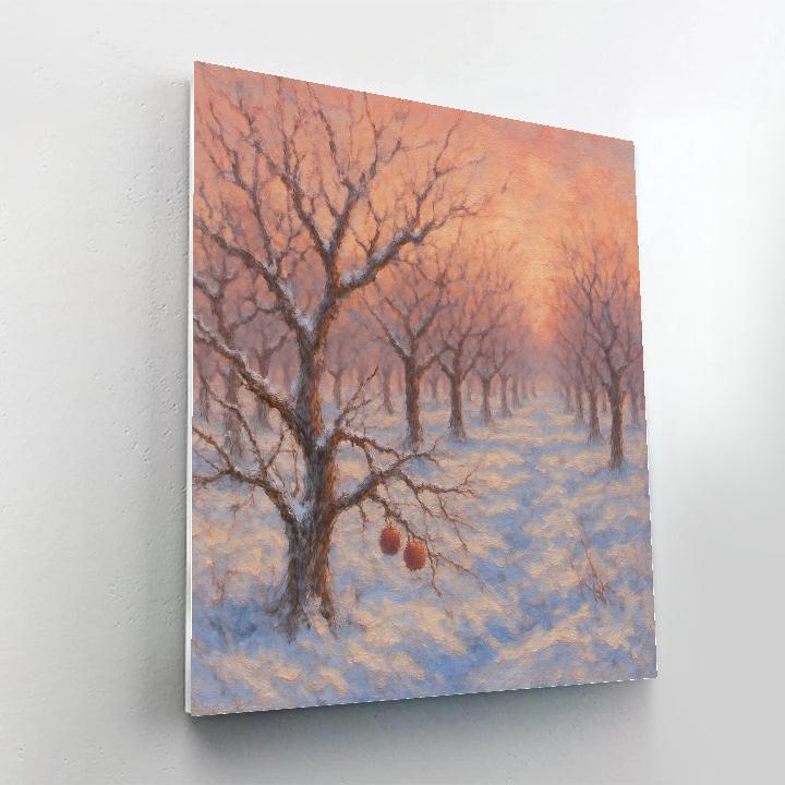 Winter Orchard Under Rose Sky painting number kit