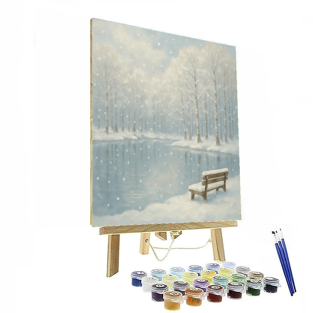 Snowfall Silence Over Mirror Pond painting number kit