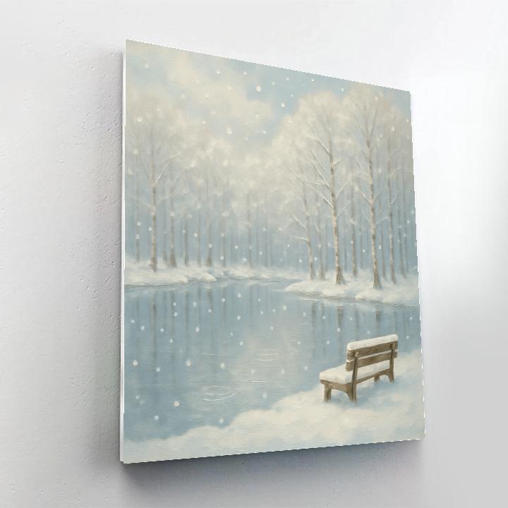 Snowfall Silence Over Mirror Pond painting number kit