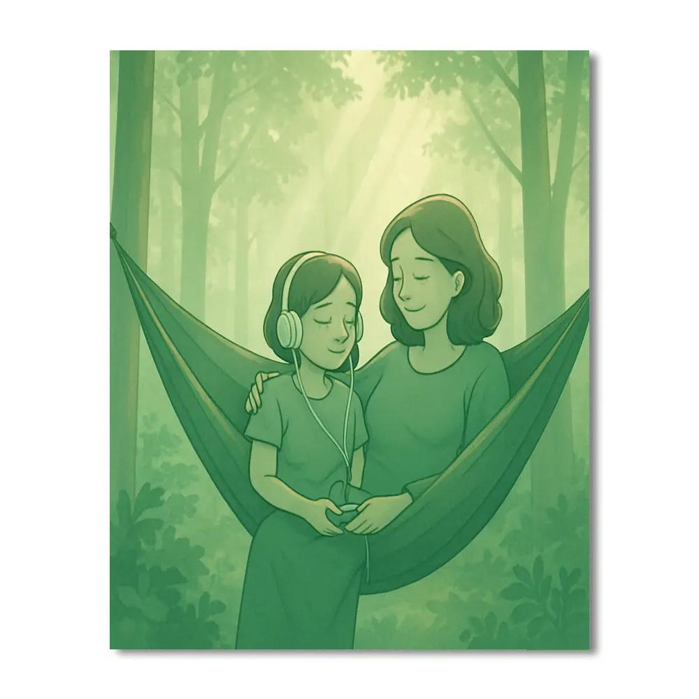 Secluded Forest Hammock With Mom paint by color