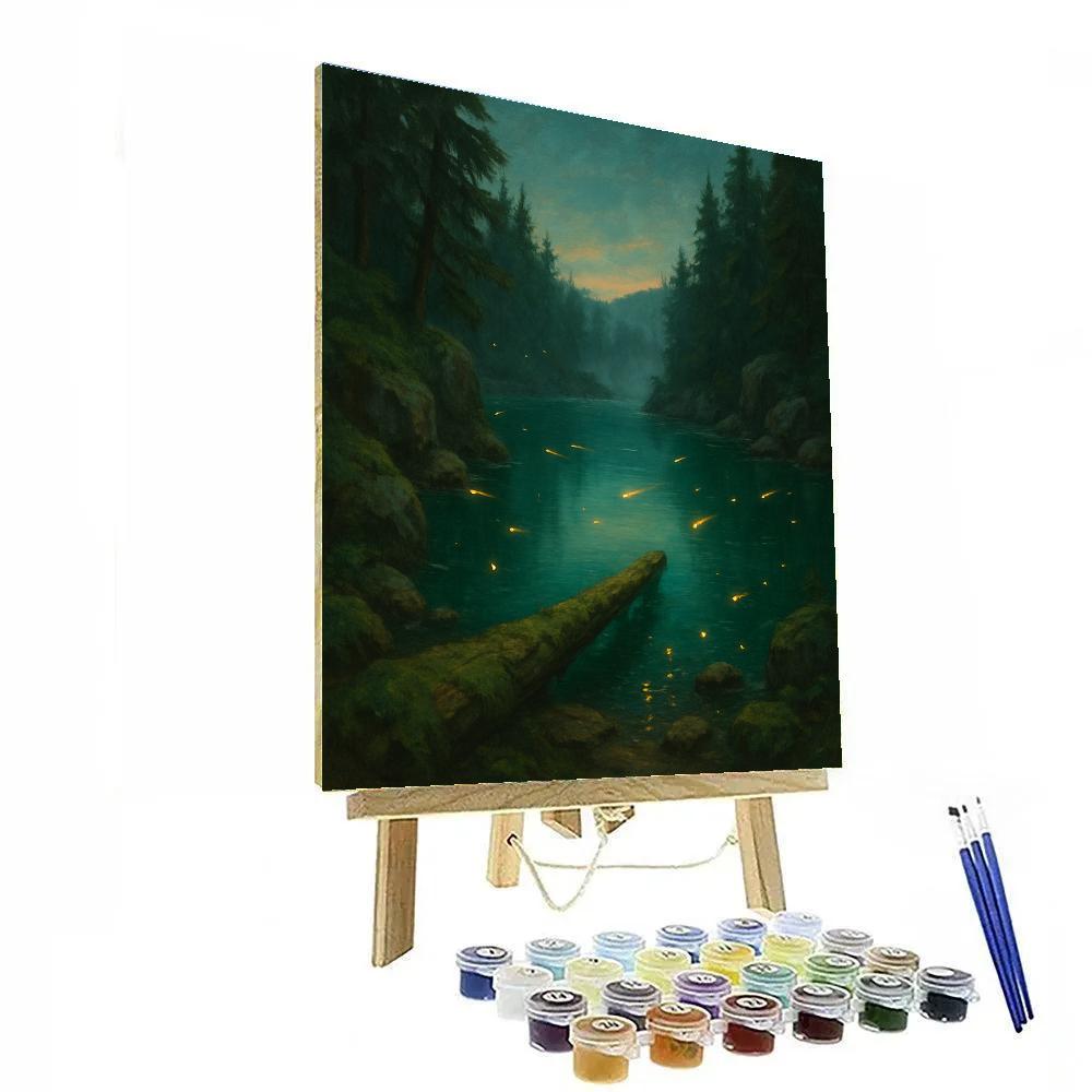 Emerald Cove With Firefly Trails paint by color