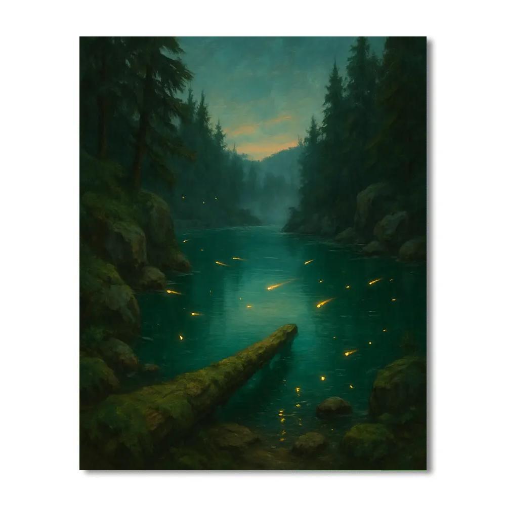 Emerald Cove With Firefly Trails paint by color