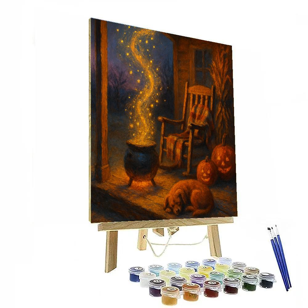 Autumn Porch Cauldron Of Fireflies Paint by numbers kits