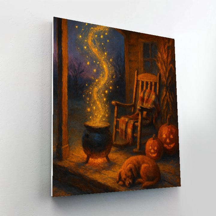 Autumn Porch Cauldron Of Fireflies Paint by numbers kits