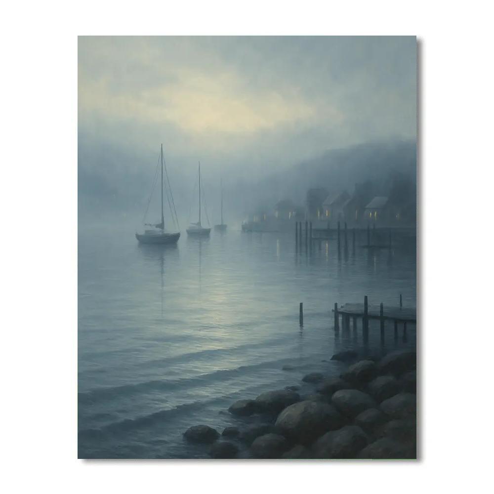 Harbor Lights On Misty Bay Numbered painting kits