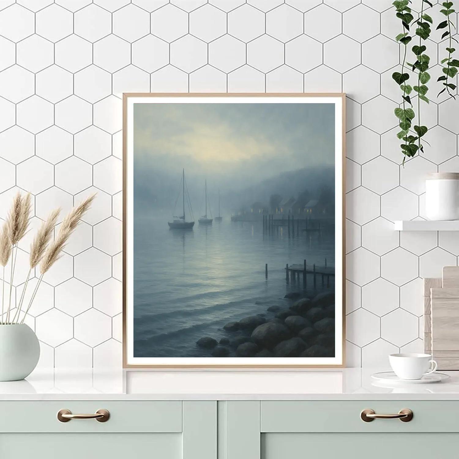 Harbor Lights On Misty Bay Numbered painting kits