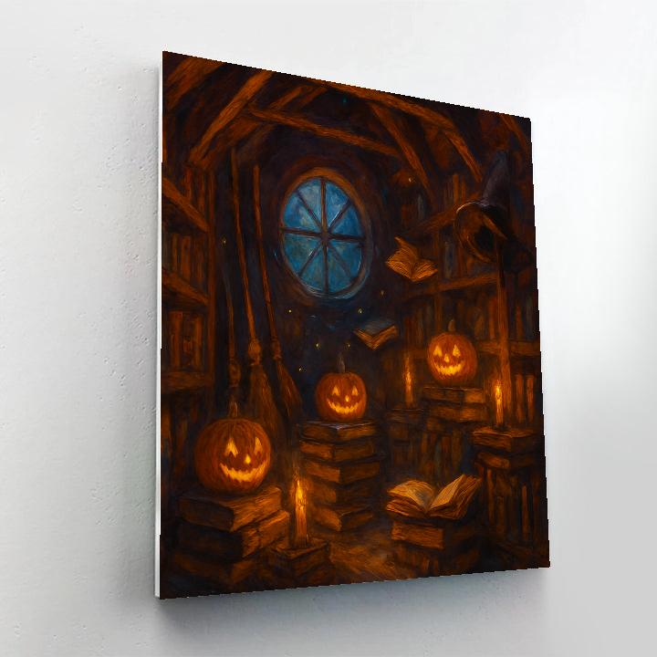 Library Of Broomsticks And Floating Books paint by numbers