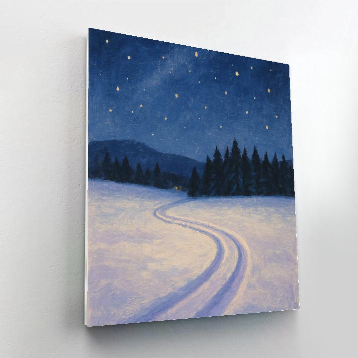 Starlit Sled Track Through The Meadow paint by number