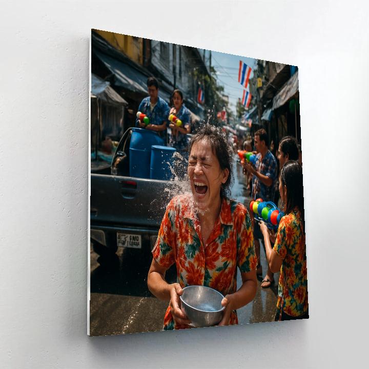 Songkran Water Festival In Bangkok Alley Paint by numbers art