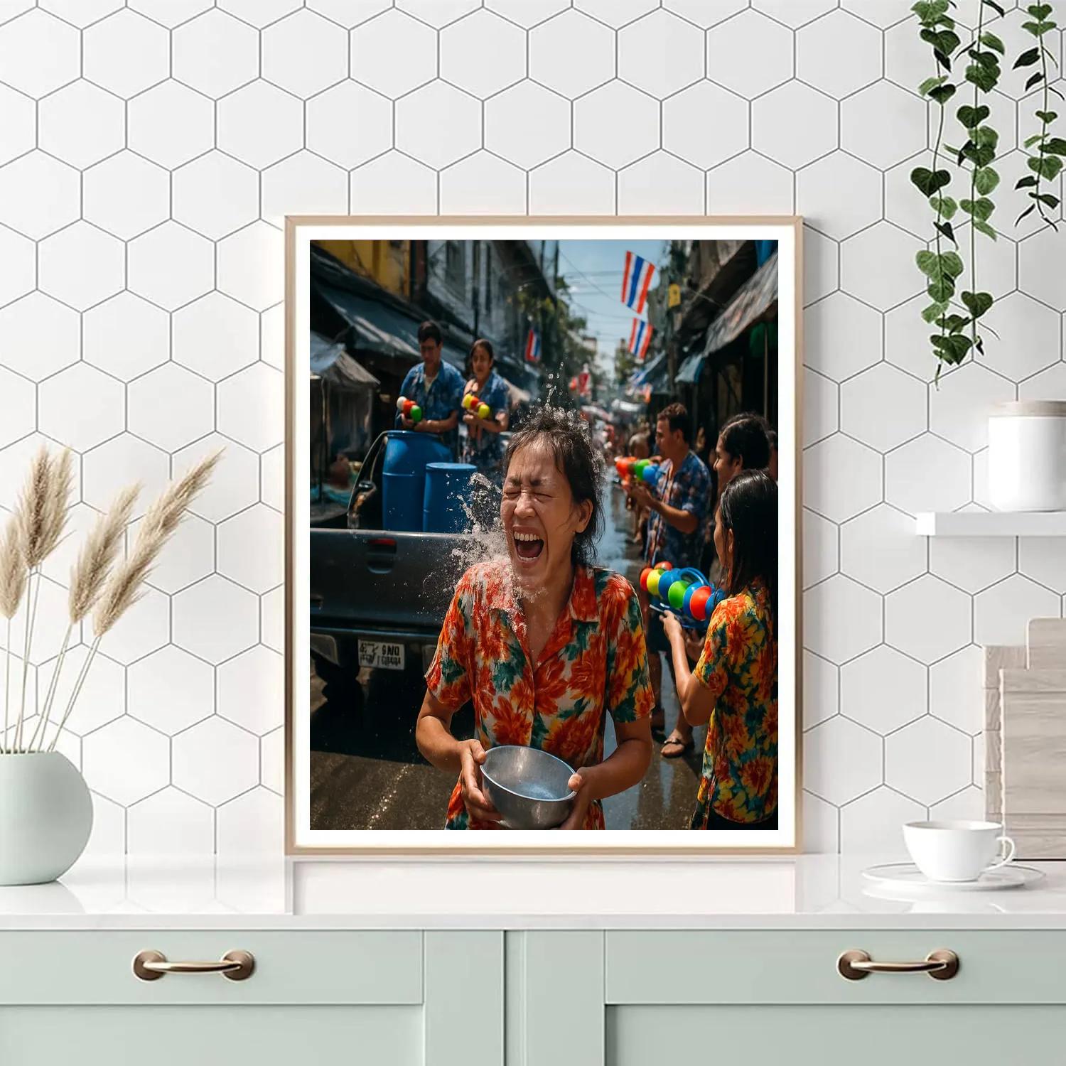 Songkran Water Festival In Bangkok Alley Paint by numbers art
