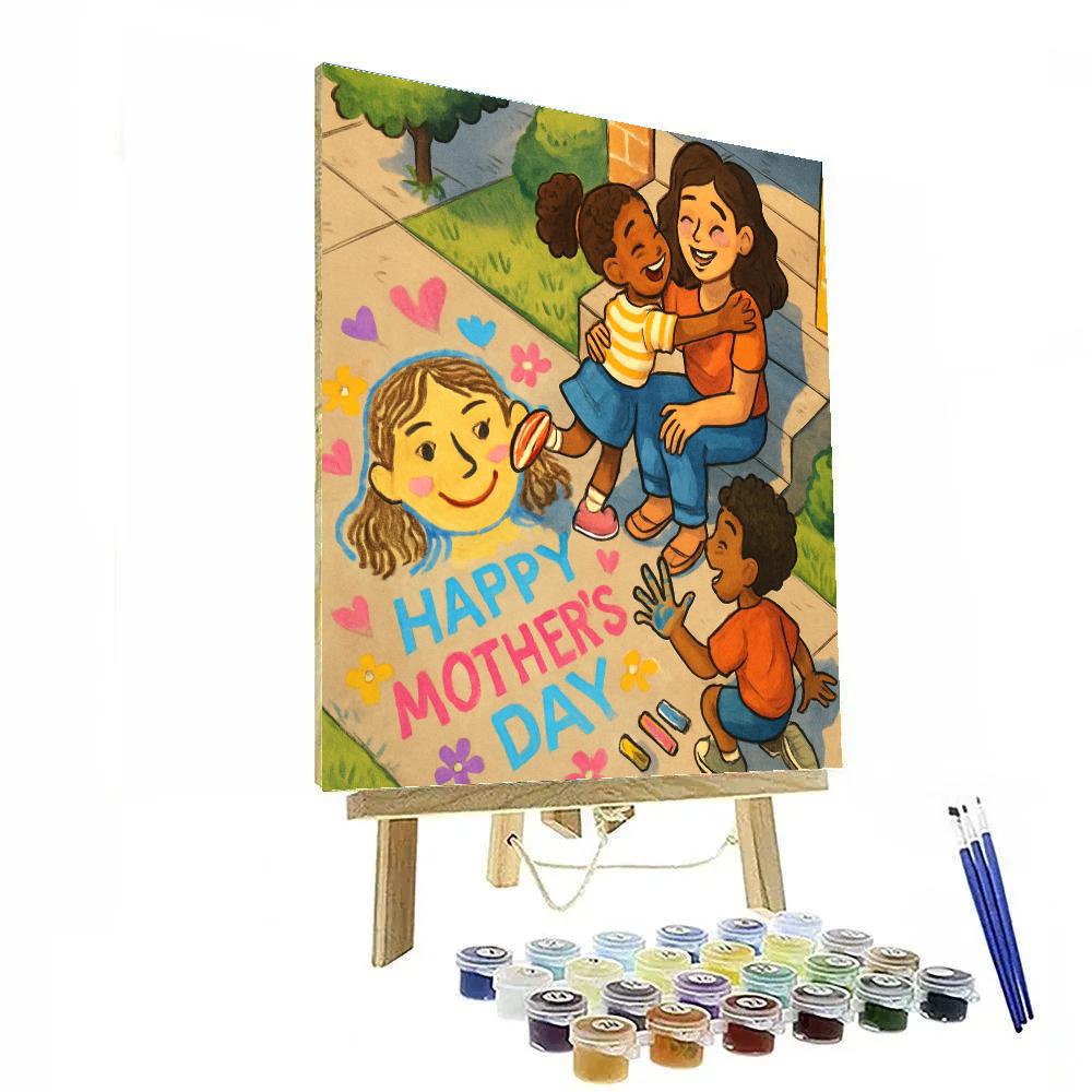 Sidewalk Chalk Portraits For Mom Numbered painting kits