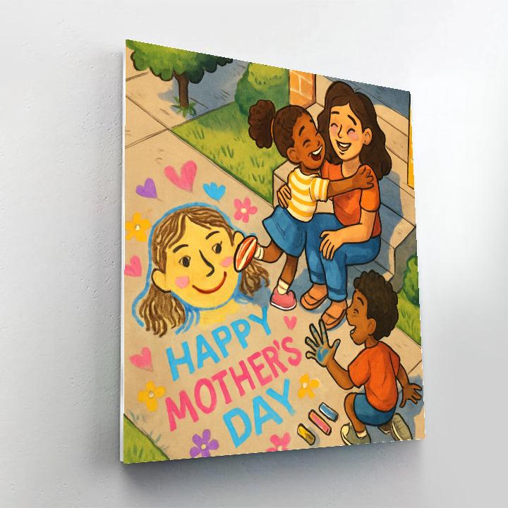 Sidewalk Chalk Portraits For Mom Numbered painting kits