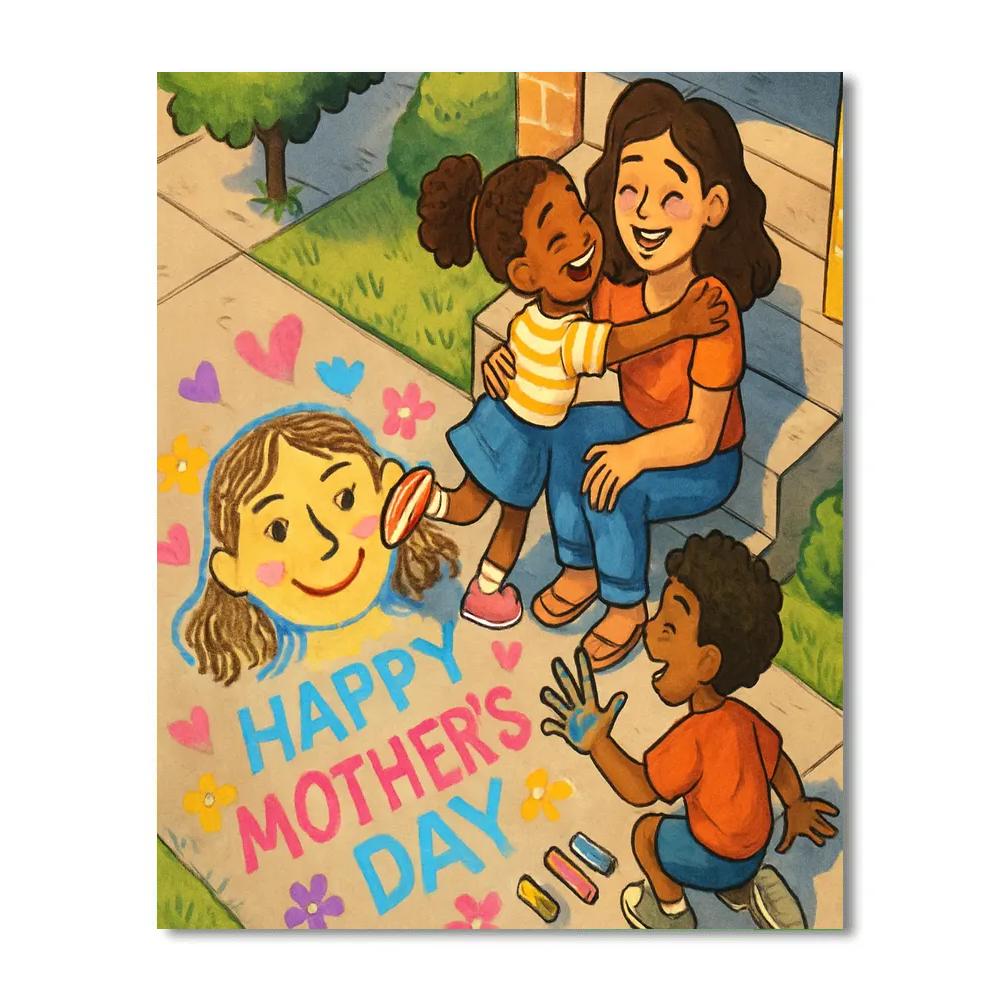 Sidewalk Chalk Portraits For Mom Numbered painting kits