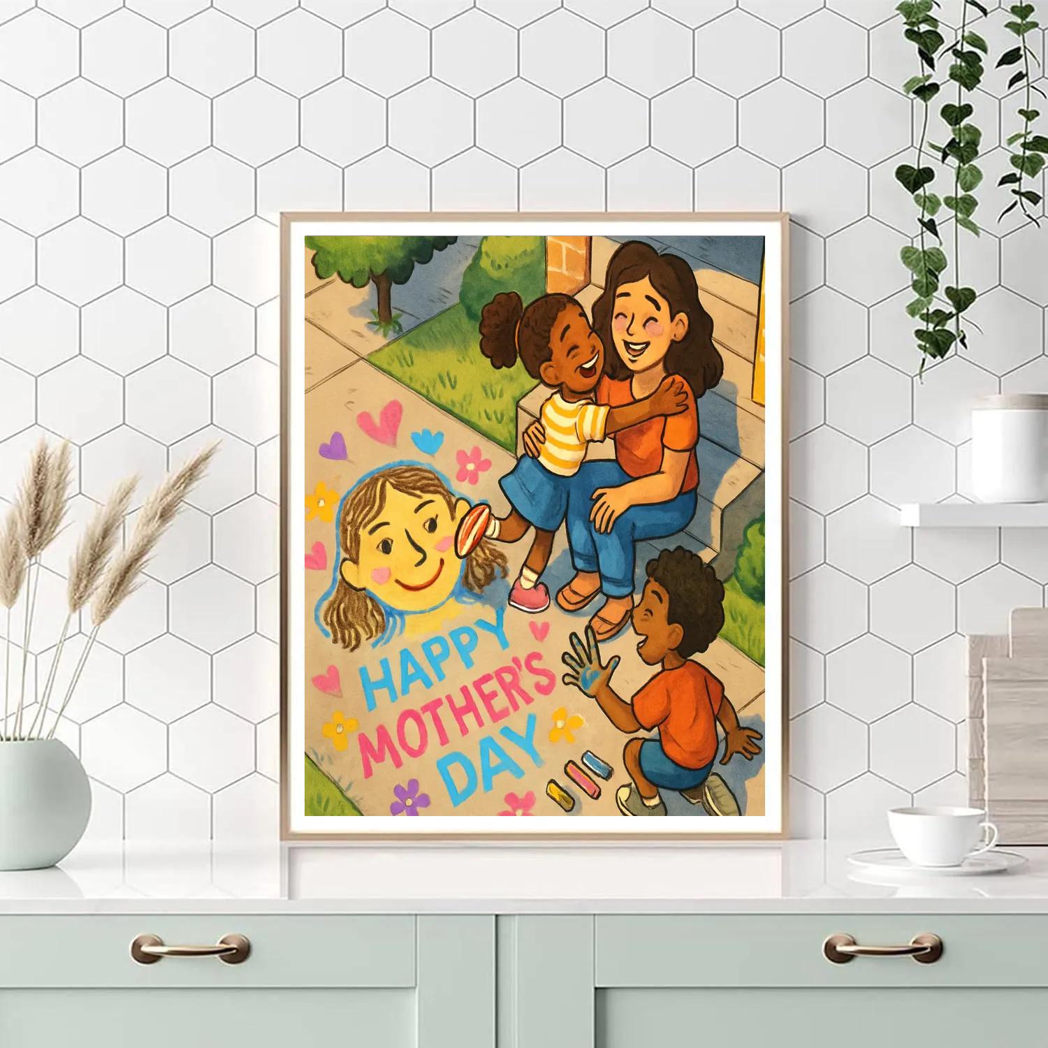 Sidewalk Chalk Portraits For Mom Numbered painting kits