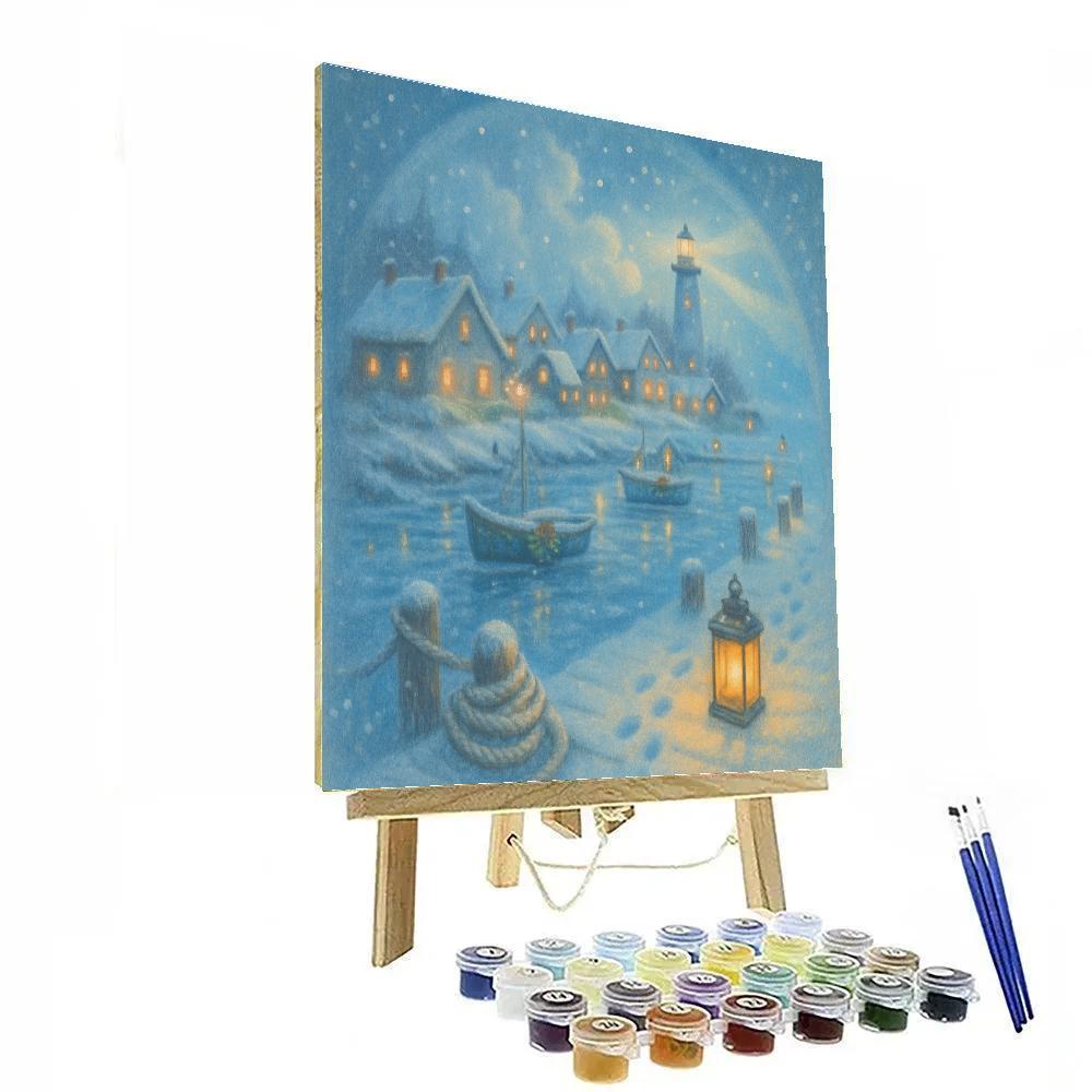 Snowglobe Harbor Eve painting number kit