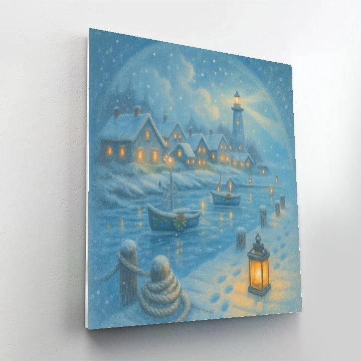 Snowglobe Harbor Eve painting number kit