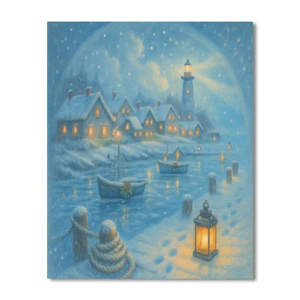 Snowglobe Harbor Eve painting number kit