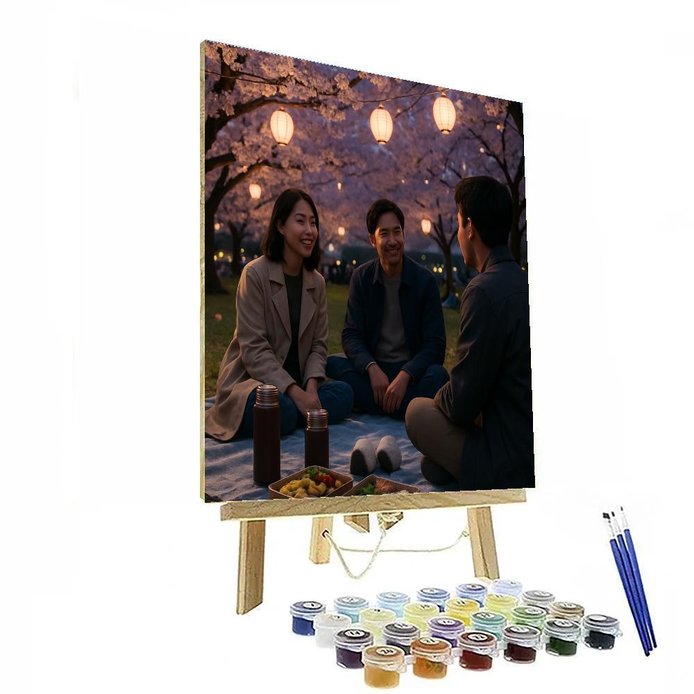 Hanami Cherry Blossom Picnic In Tokyo Park Paint by numbers kits