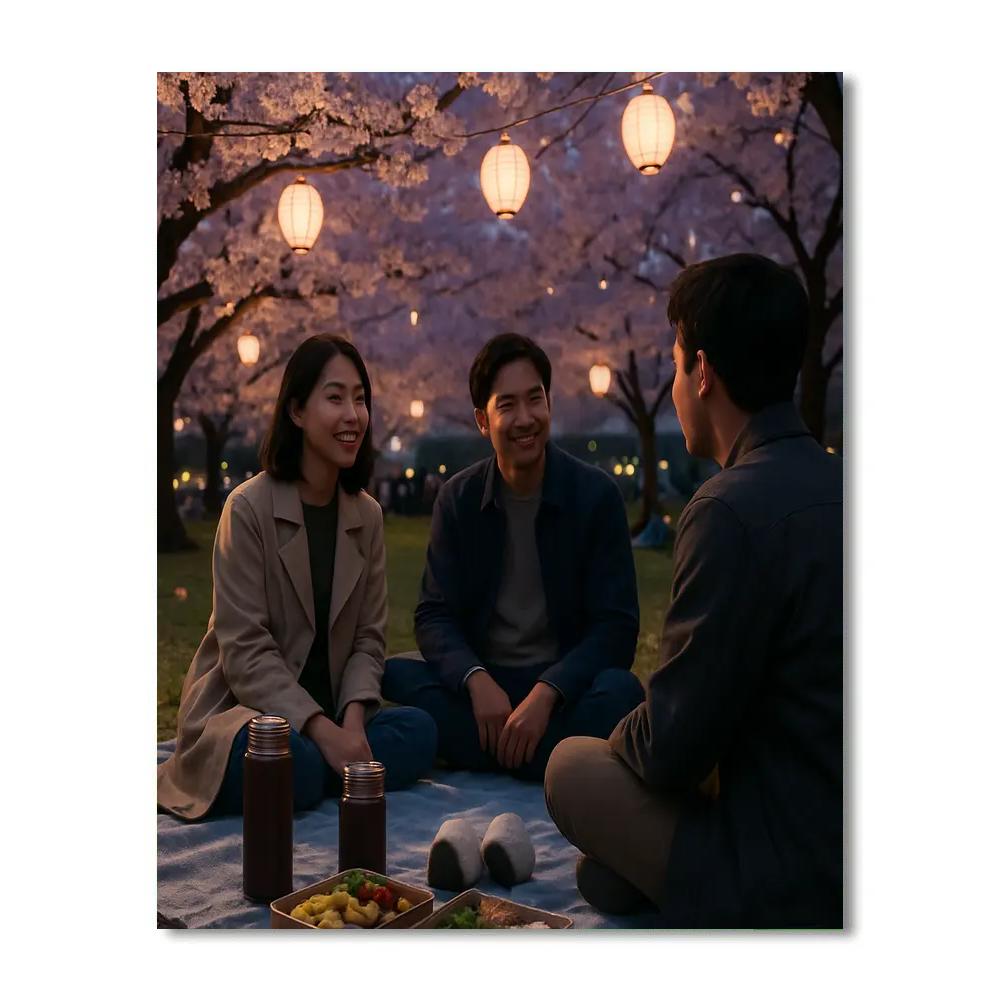 Hanami Cherry Blossom Picnic In Tokyo Park Paint by numbers kits