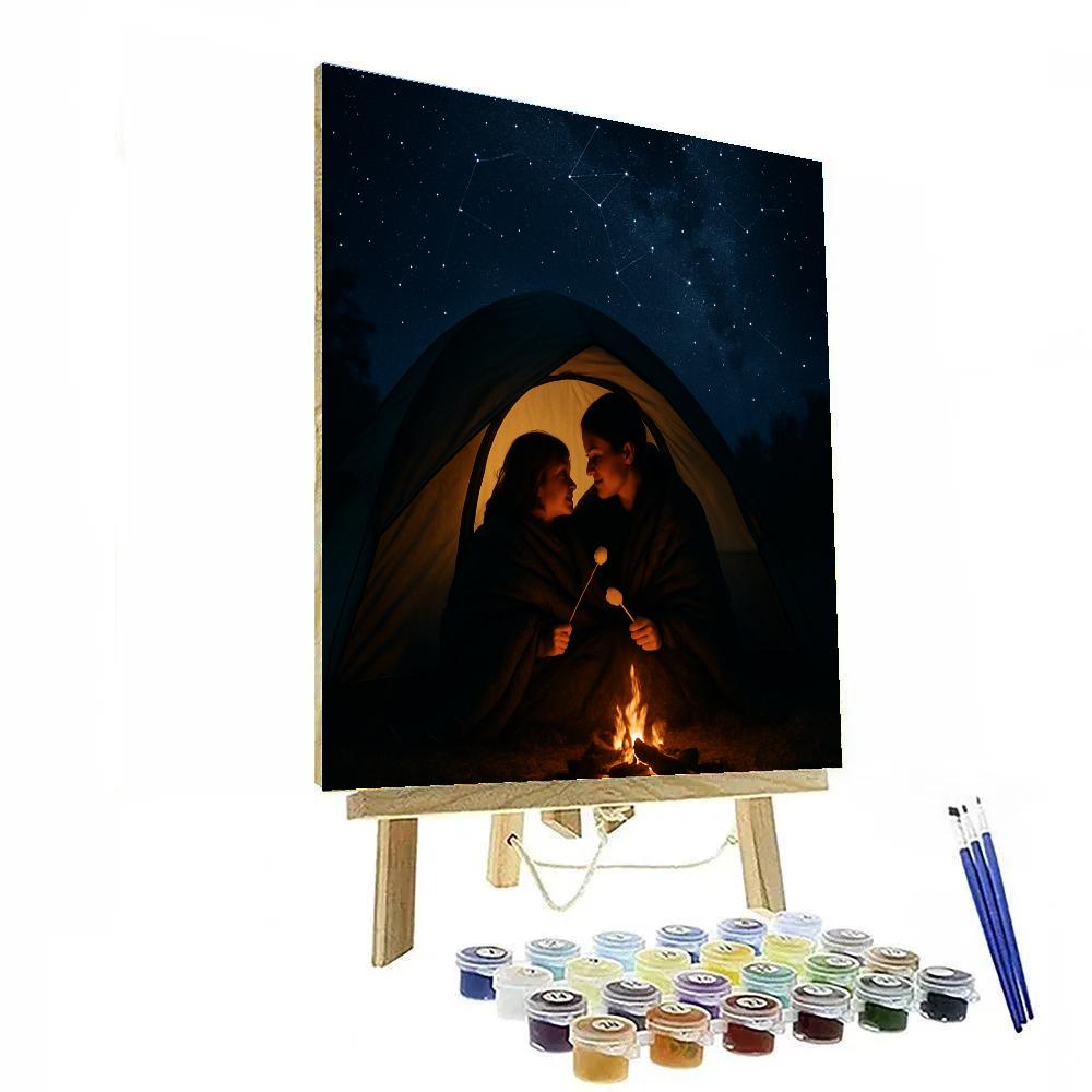 Starry Tent Camping Night With Mom paint by color