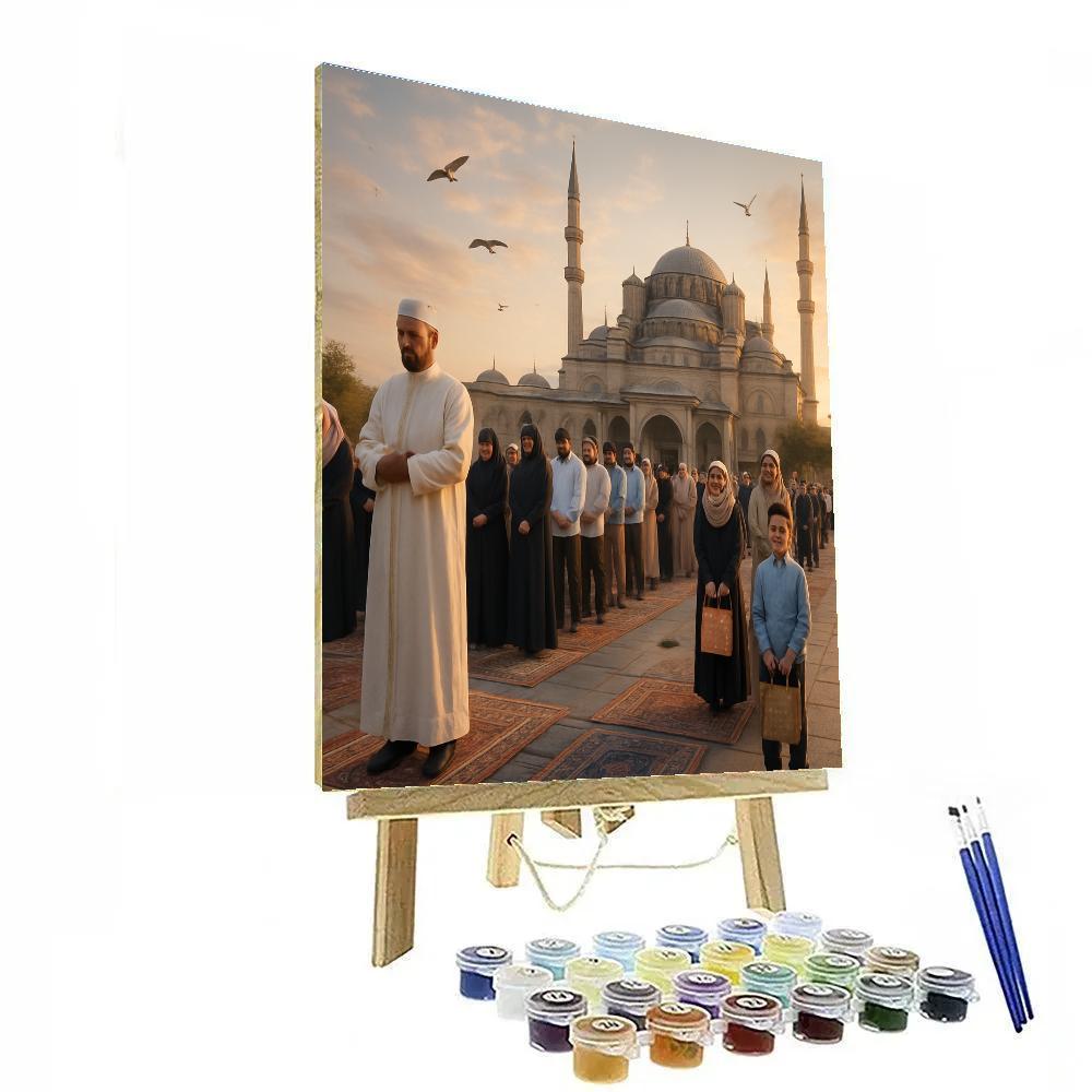 Eid Al Fitr Morning Prayer In Istanbul Square Paint by numbers art