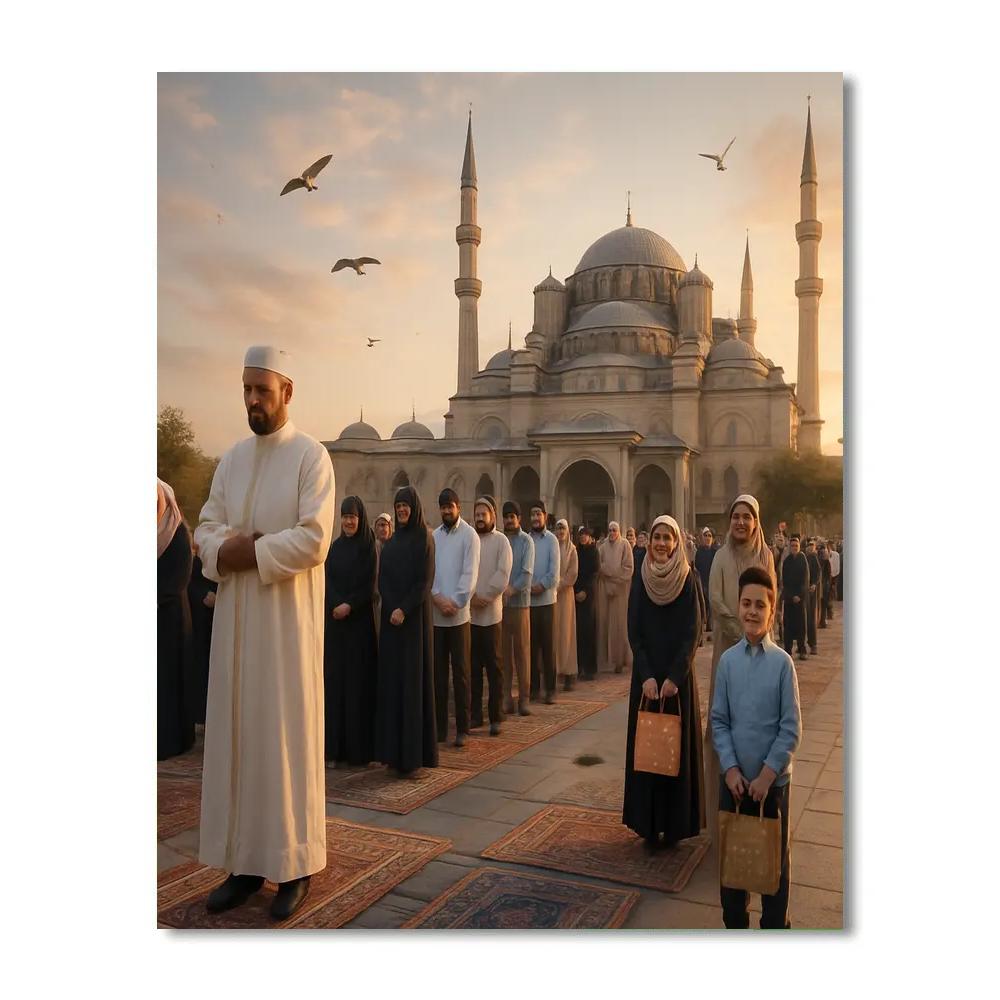 Eid Al Fitr Morning Prayer In Istanbul Square Paint by numbers art