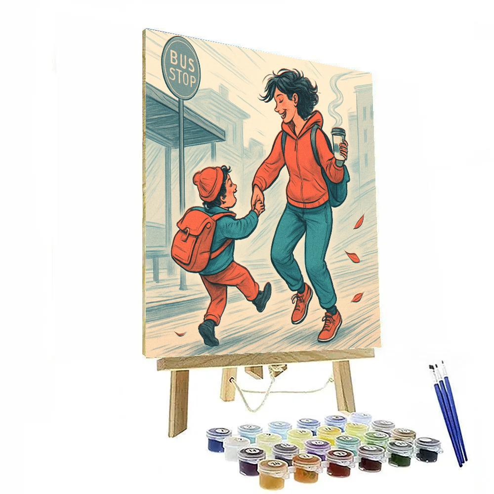 Urban Bus Stop Dance With Mom paint by numbers