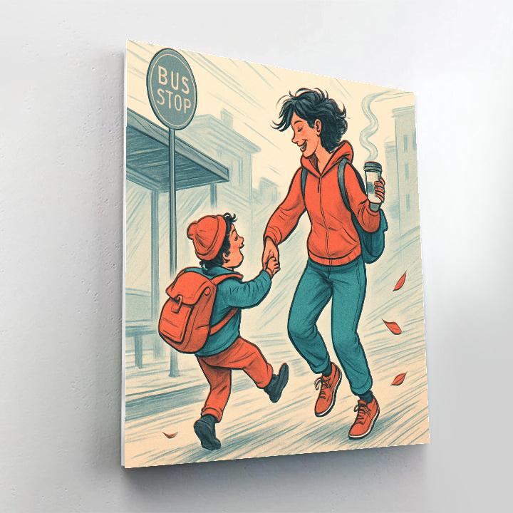 Urban Bus Stop Dance With Mom paint by numbers