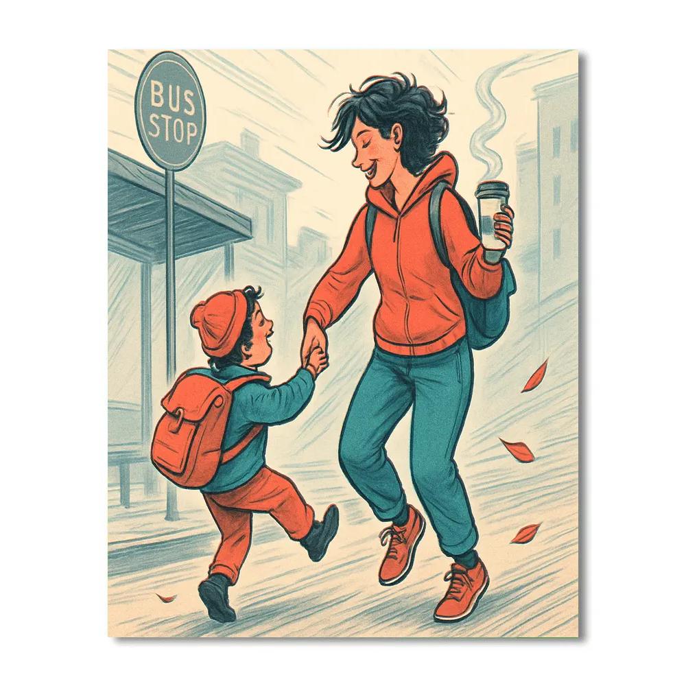 Urban Bus Stop Dance With Mom paint by numbers