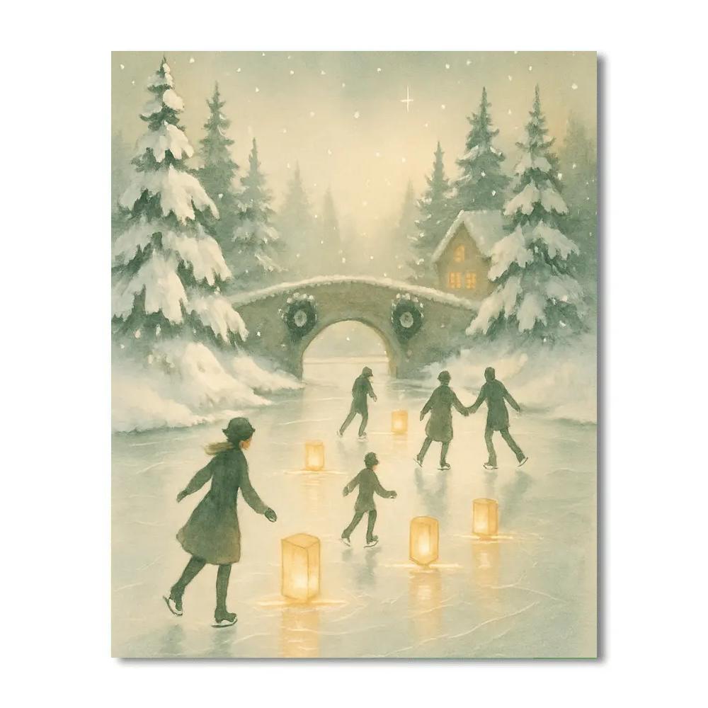 Lanterns On The Frozen River painting number kit