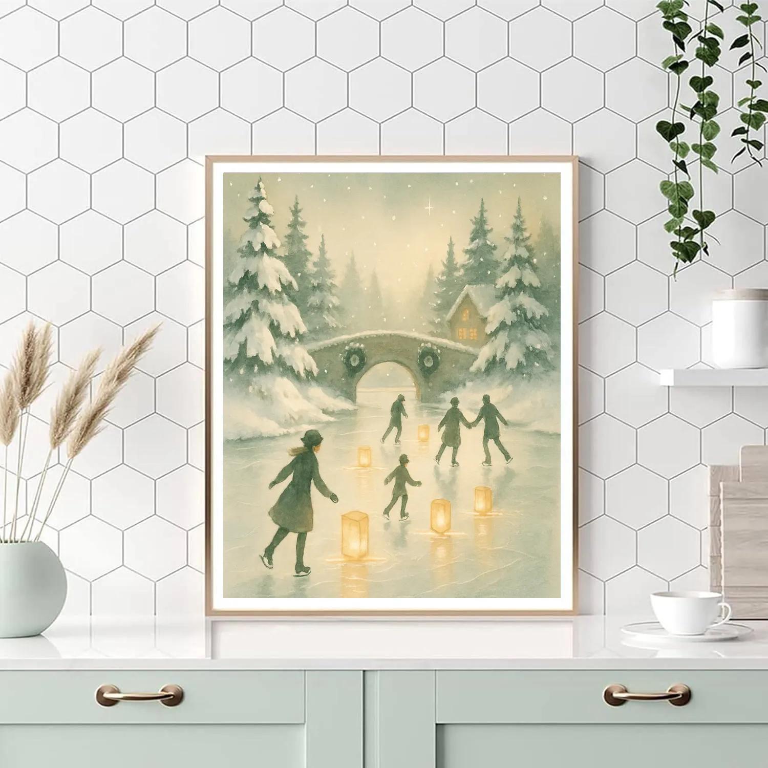 Lanterns On The Frozen River painting number kit