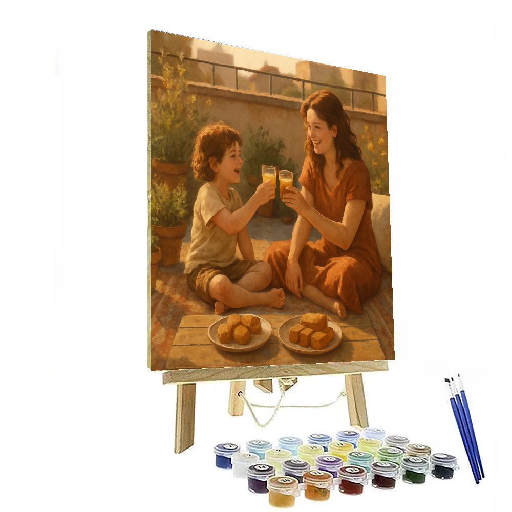 Mothers Day Rooftop Garden Picnic Paint by numbers art