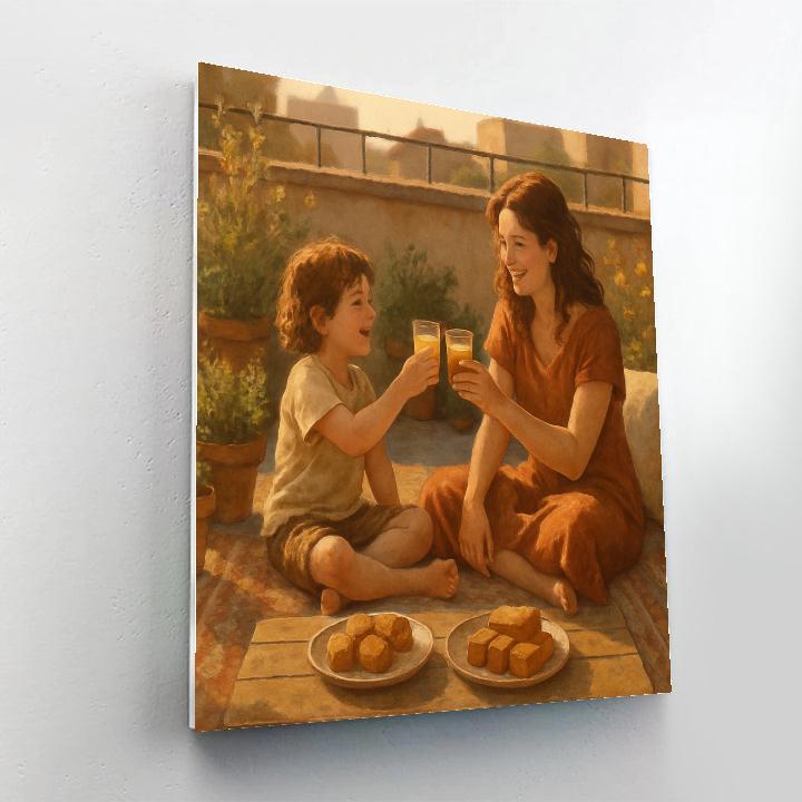 Mothers Day Rooftop Garden Picnic Paint by numbers art