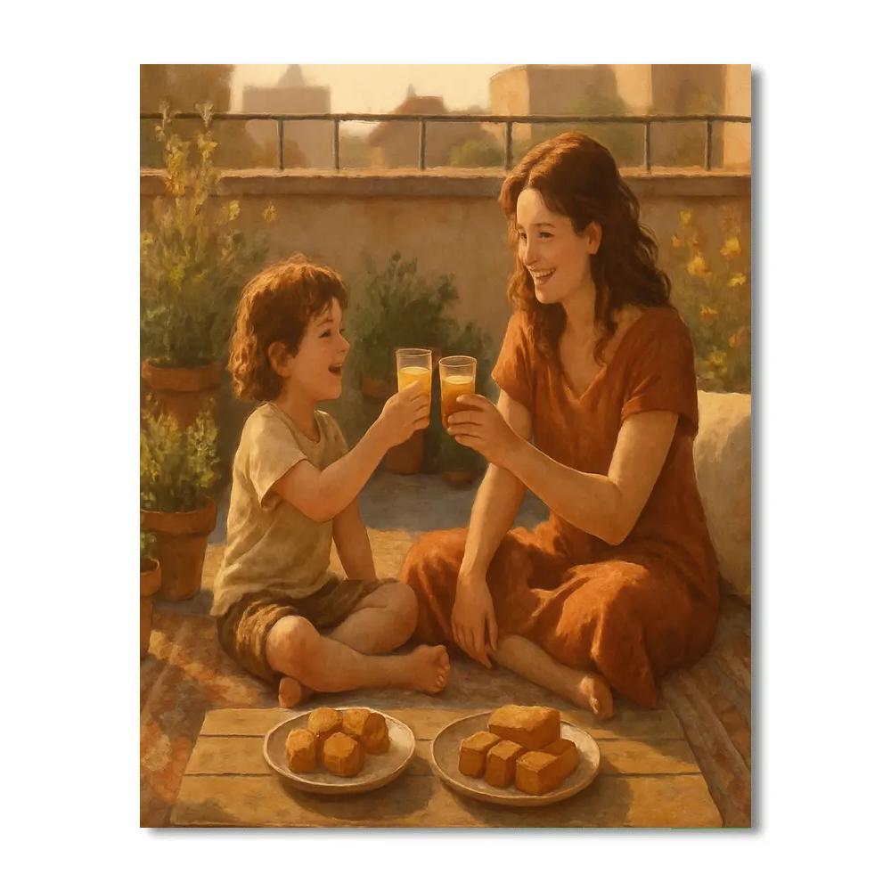 Mothers Day Rooftop Garden Picnic Paint by numbers art