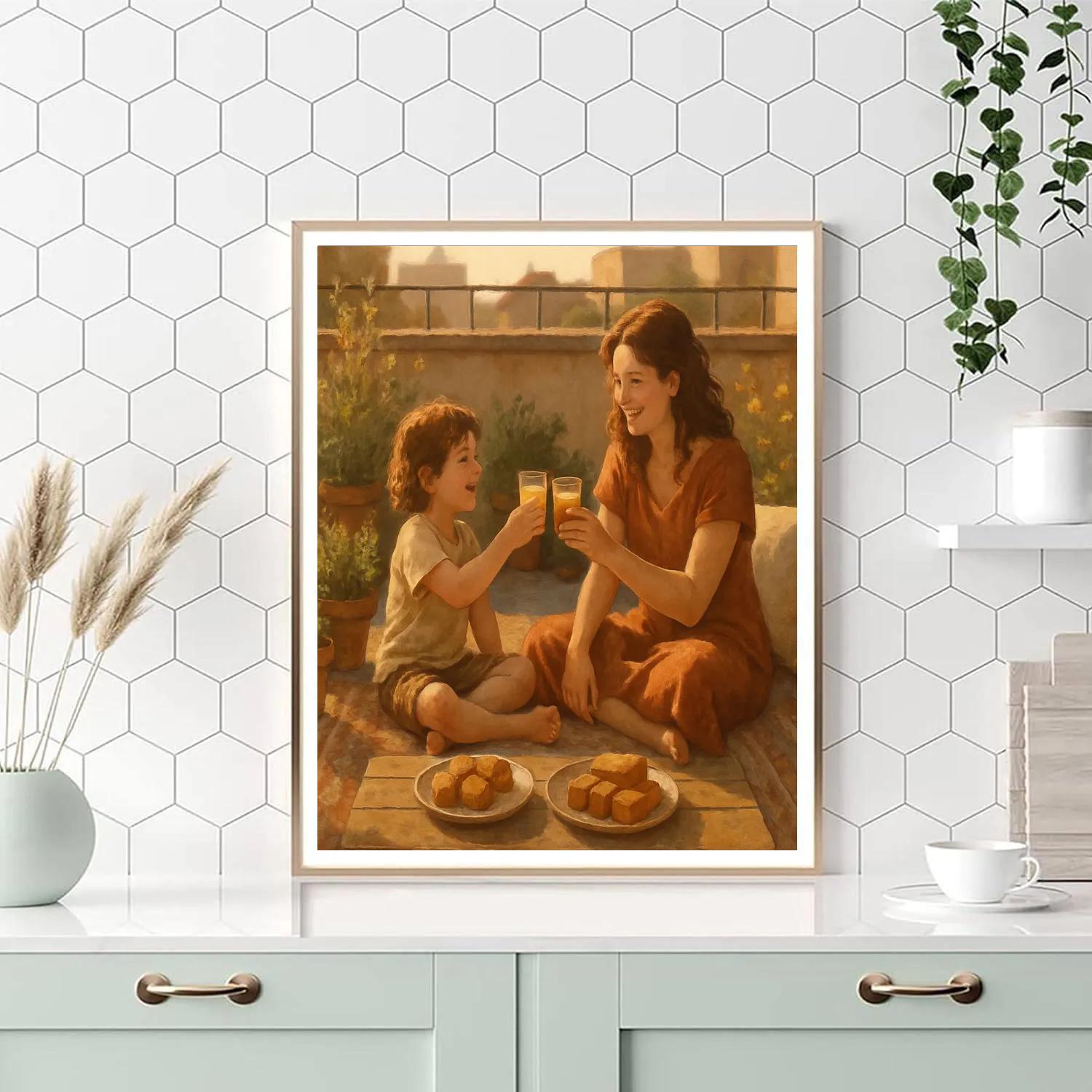 Mothers Day Rooftop Garden Picnic Paint by numbers art