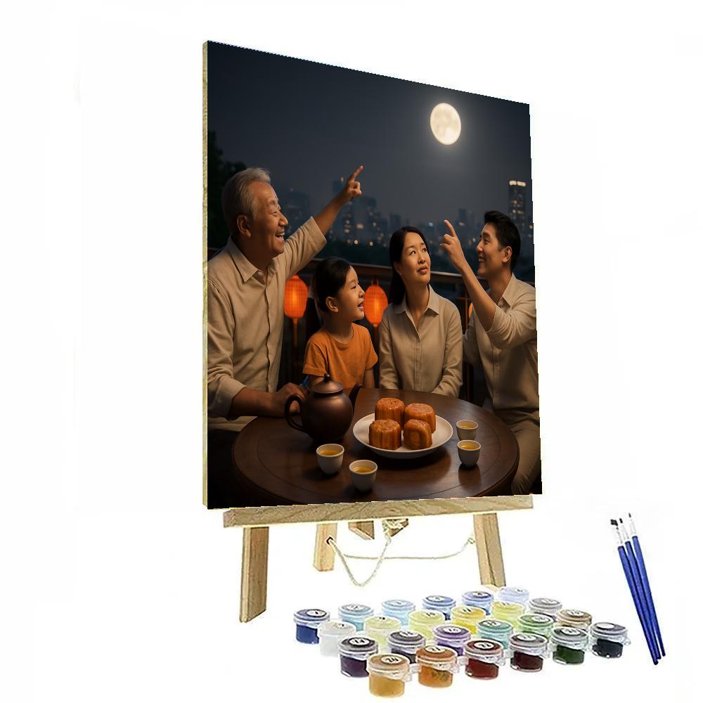 Chinese Mid Autumn Festival Mooncake Gathering Numbered painting kits