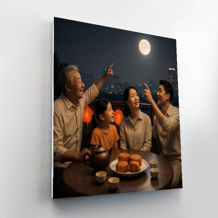 Chinese Mid Autumn Festival Mooncake Gathering Numbered painting kits