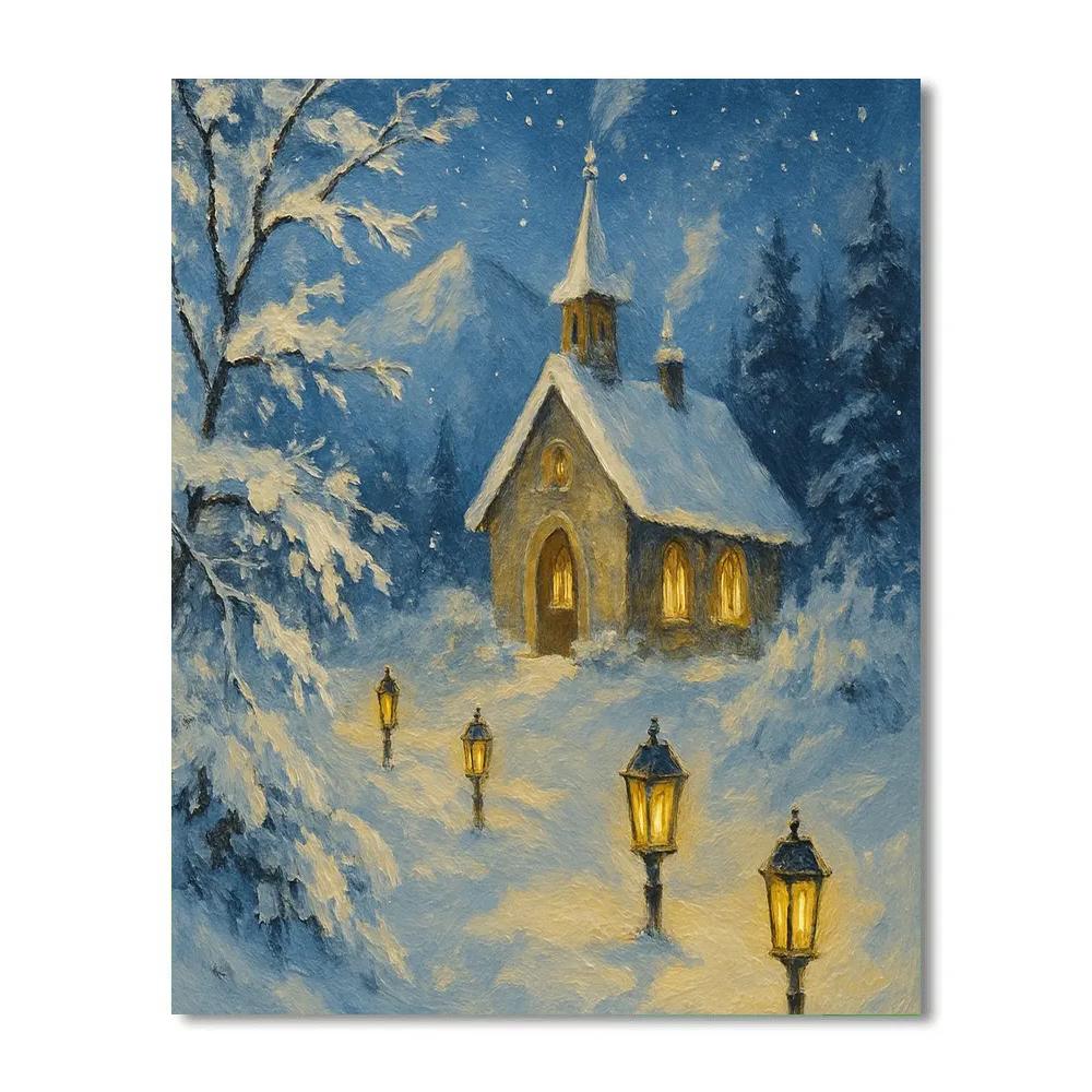 Silent Chapel Pines Number painting